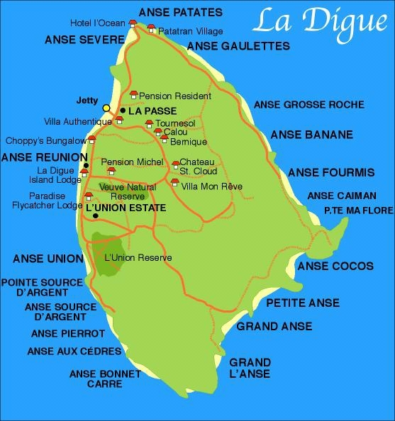 Seychelles: La Digue, le spiagge più belle - Journeydraft - Cartina